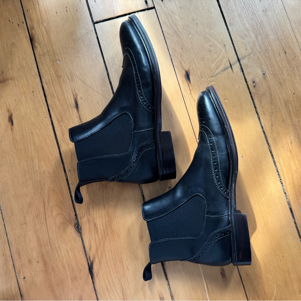 Johnston & Murphy Black Pearce Wingtip Chelsea Boots View 3
